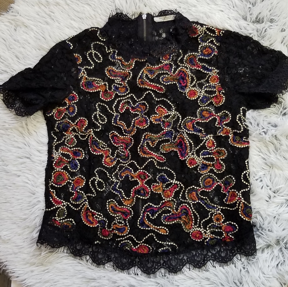 Zara Trafaluc embroidered lace top